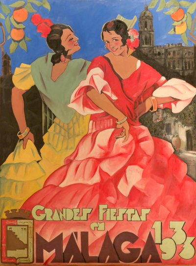 Poster Advertising Grandes Fiestas de Malaga 1933 by Unbekannt Unbekannt